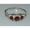 thumbnail image 5 of LBG British Made 925 Sterling Silver Natural Garnet Womens Trilogy Ring - 33 size options - Sizes 4 to 12 Available, 5 of 6