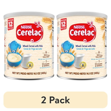 (2 pack) Nestle Cerelac Wheat Cereal with Milk Baby Food, 14.1 oz