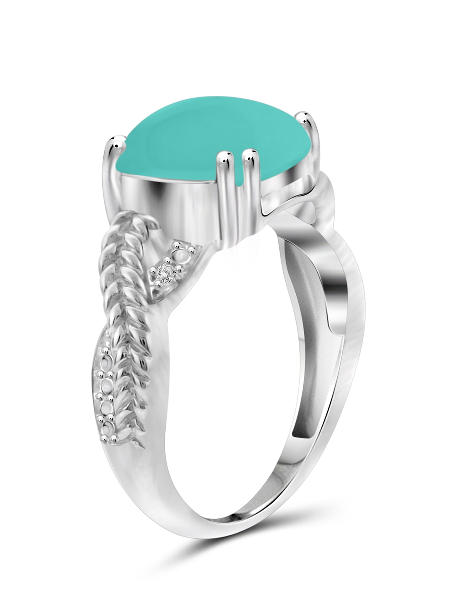 JewelersClub Chalcedony Ring Birthstone Jewelry – 2.75 Carat Chalcedony 0.925 Sterling Silver Ring Jewelry with White Diamond Accent – Gemstone Rings with Hypoallergenic 0.925 Sterling Silver Band