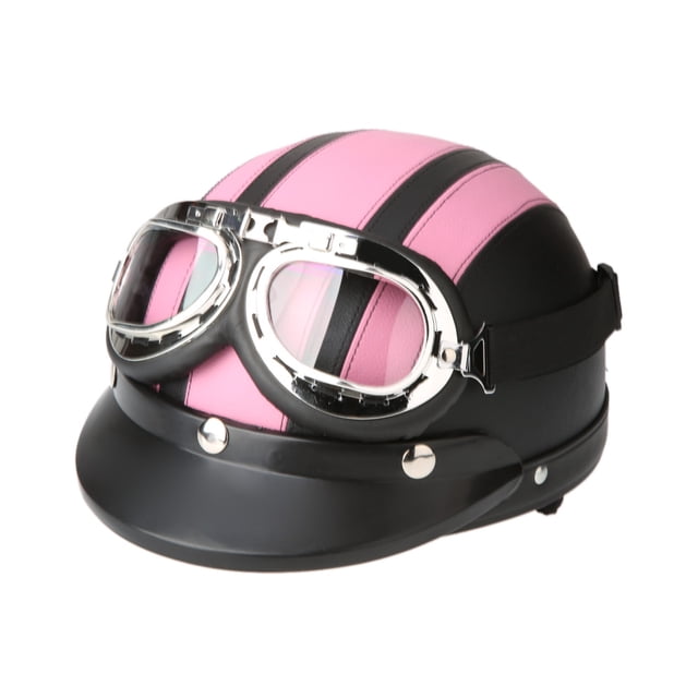 Motocicleta Scooter abierto mitad cuero casco con Visor UV gafas Retro estilo Vintage 54-60cm Carevas Gafas de protección