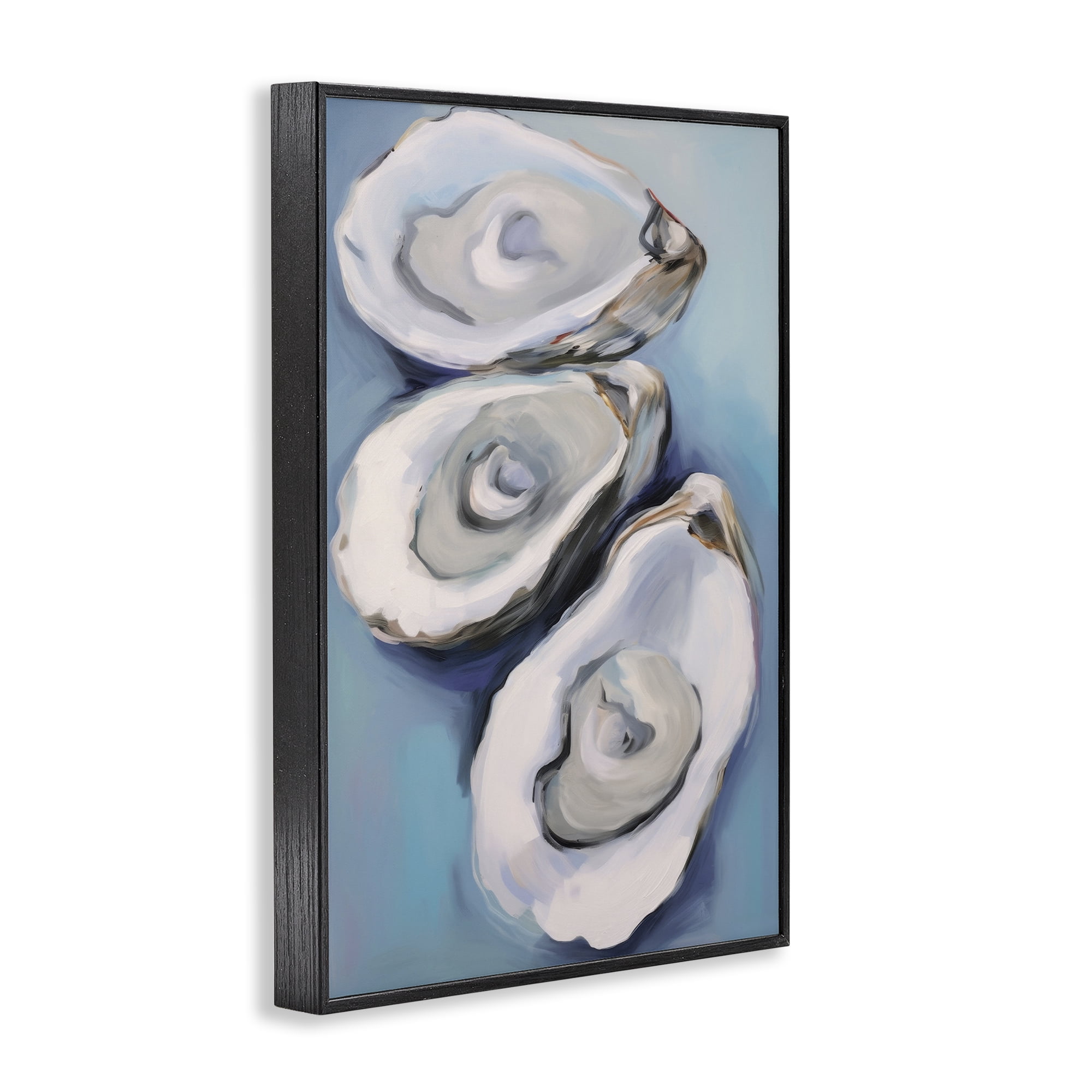 Stupell Industries Oyster Seashell Trio Animals & Insects Painting Black Framed Art Print Wall Art, 12 x 18