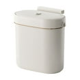 thumbnail image 2 of AuroraX Stylish Kitchen Trash Can with Lid 2.5 Gallon Beige Hanging Wall Mounted Wastebasket Plastic Art Deco Trash Bin for Home Bathroom, 2 of 6