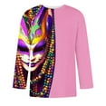 thumbnail image 3 of Jinhomg Mardi Gras Tshirts for Men Funny Carnival Themed Masks Print Tees Big and Tall Comfy 3/4 Sleeve Crew Neck Tops Holiday Streetwear Sales Today Today Pink XXXXL, 3 of 4
