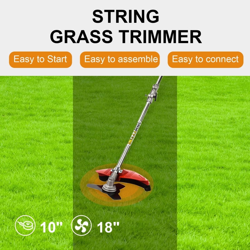 Floseru Weed Eater Gas Powe, 52cc 2-Stroke Gas Brush Cutter, Weed Wacker, Hedge Trimmer, 2 in 1 Gas Weed Cutter, Brush Cutter for Yard Weeding Work, 52cc Outdoor Lawn Garden Tool and Accessories