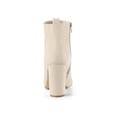 thumbnail image 2 of BLISSFUL STEP Women's Zipper Block Heels Ankle Boots Taupe 10, 2 of 7