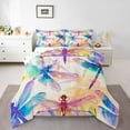 thumbnail image 2 of Erosebridal Colorful Dragonfly Bedding Full Comforter Set, Watecolor Print Down Comforter, Animal Decor, Reversible 3 Pieces, 2 of 7
