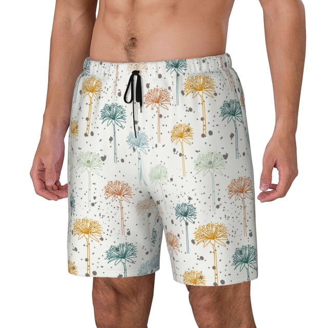 Balery Dandelion Bañador para hombre, shorts de playa de secado rápido con entrepierna y forro de compresión-Medium
