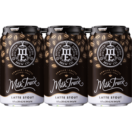 Mother Earth Milk Truck Latte Stout Craft Beer, 12 fl oz, 6 Pack Cans, 5.8% ABV