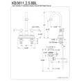 thumbnail image 2 of Kingston Brass KB3611BL 4 in. Centerset Bathroom Faucet, Polished Chrome, 2 of 2