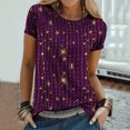 thumbnail image 2 of MEICHEN Women's Shirt T Shirt Glitter Shirt Fashion Starry Summer Shirt Round Neck Short Sleeve Top Outfit, 2 of 9