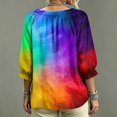 thumbnail image 5 of Womens Polka Dot Lace Up Blouses 3/4 Sleeve V Neck Peasant Top Abstract Geometric Print Drawstring Ruffle 3/4 Sleeve Summer Casual Flowy Tops, 5 of 5