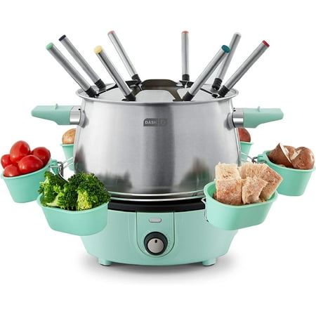 

HPJNB Stainless Steel Fondue Maker with Temperature Control Fondue Forks Cups and Rack with Recipe Guide Included 3-Quart Non-Stick \u2013 Grey