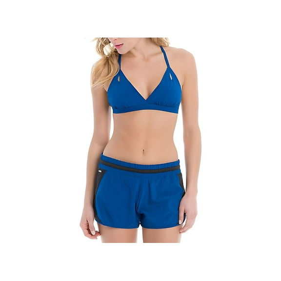 LOLE Women's Castillo Fixed Triangle Recycled Swim Top, Blue, Large