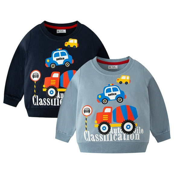 Esaierr Toddler Baby Boys Car Sweatshirts for Kids Long Sleeve Sweatshirts Cotton Pullover Cartoon T-Shirts Sweatshirts for 1-10y