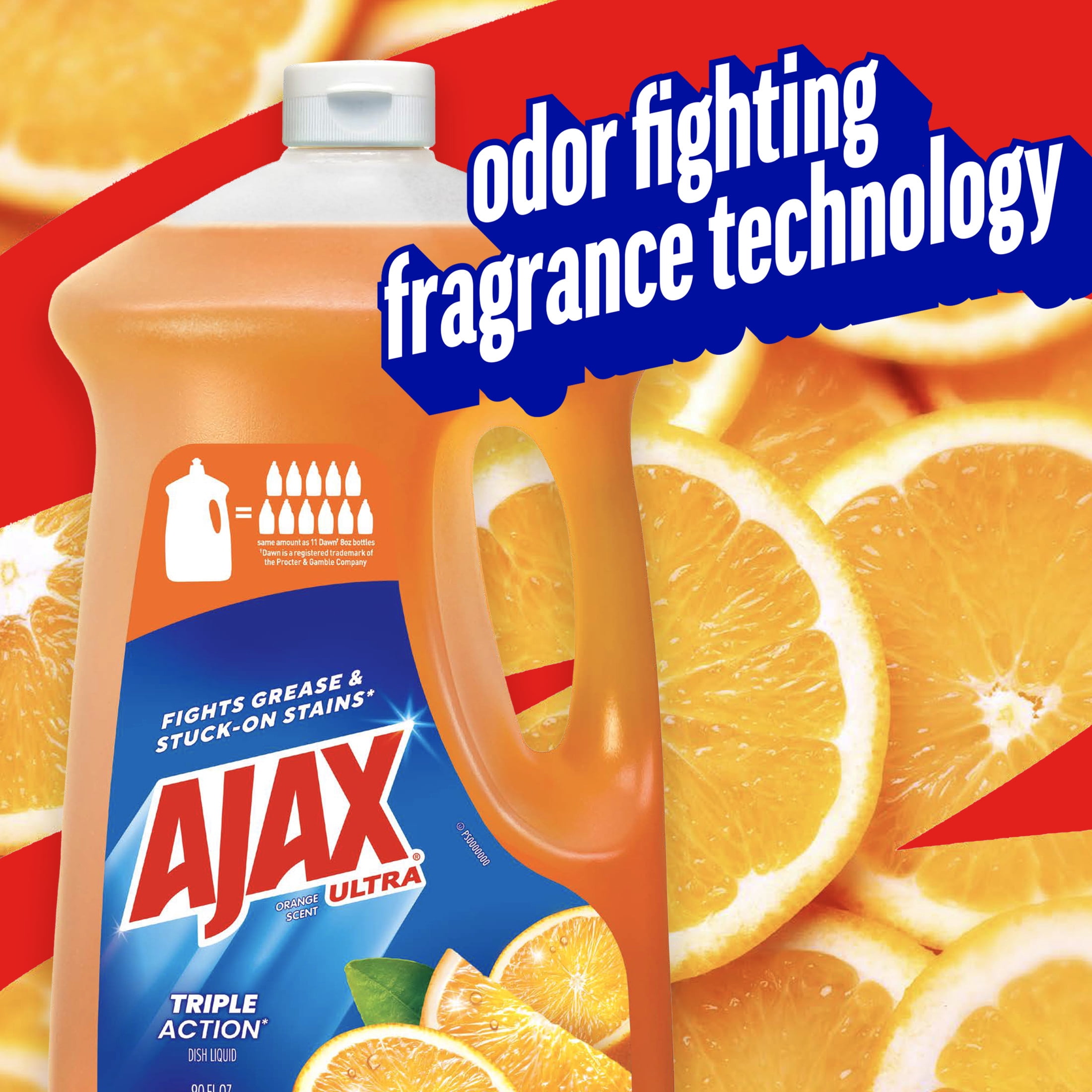 (2 pack) Ajax Ultra Liquid Dish Soap Orange Scent, Triple Action, 90 fl oz Bottle