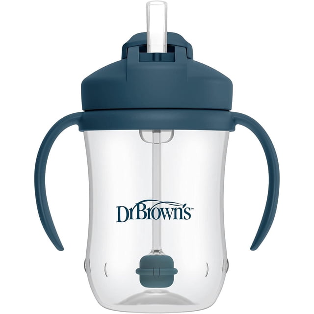 Vaso entrenador 9oz. con popote azul marino
