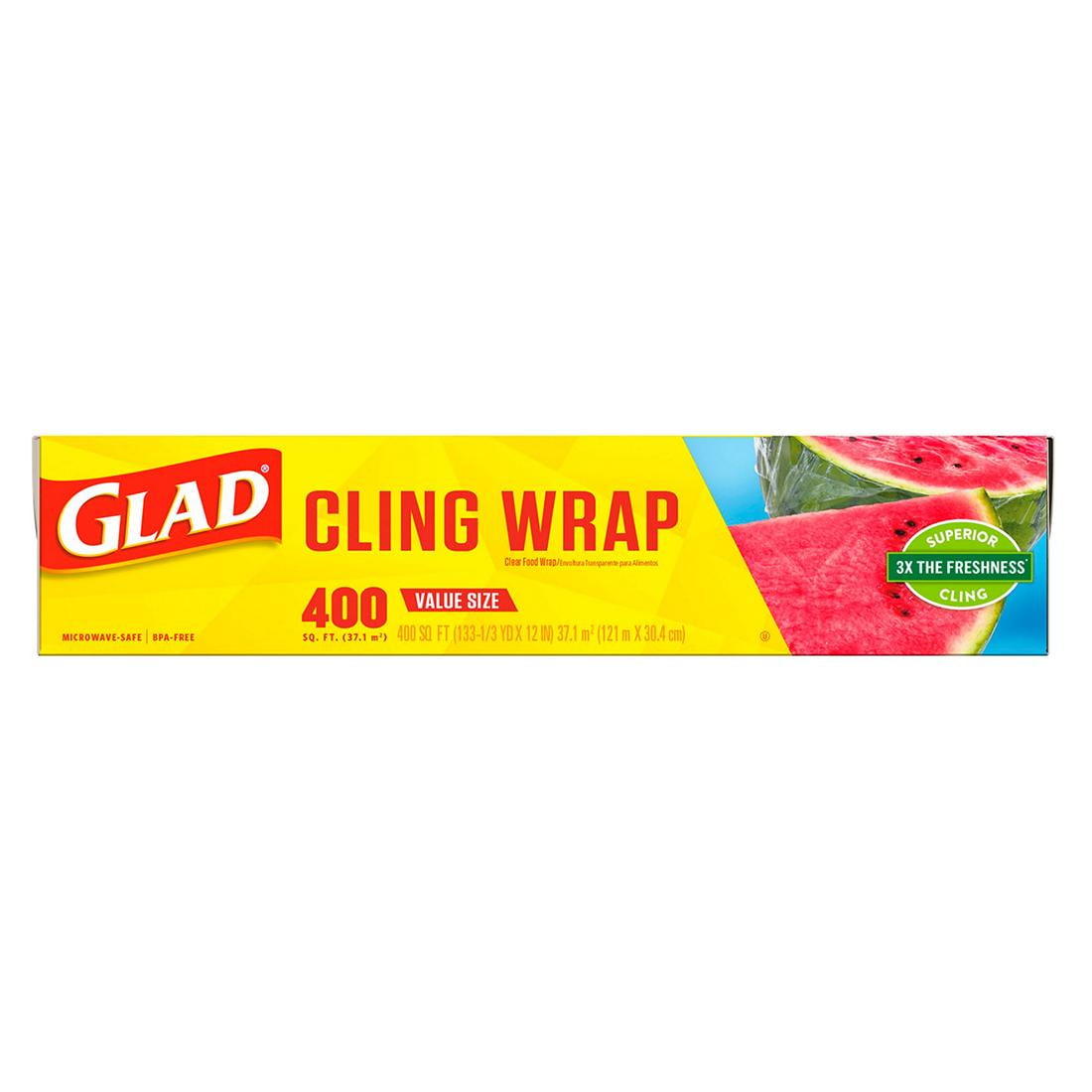 Glad Cling ‘N Seal Clear Plastic Food Wrap (400 sq. ft./roll, 2 rolls)