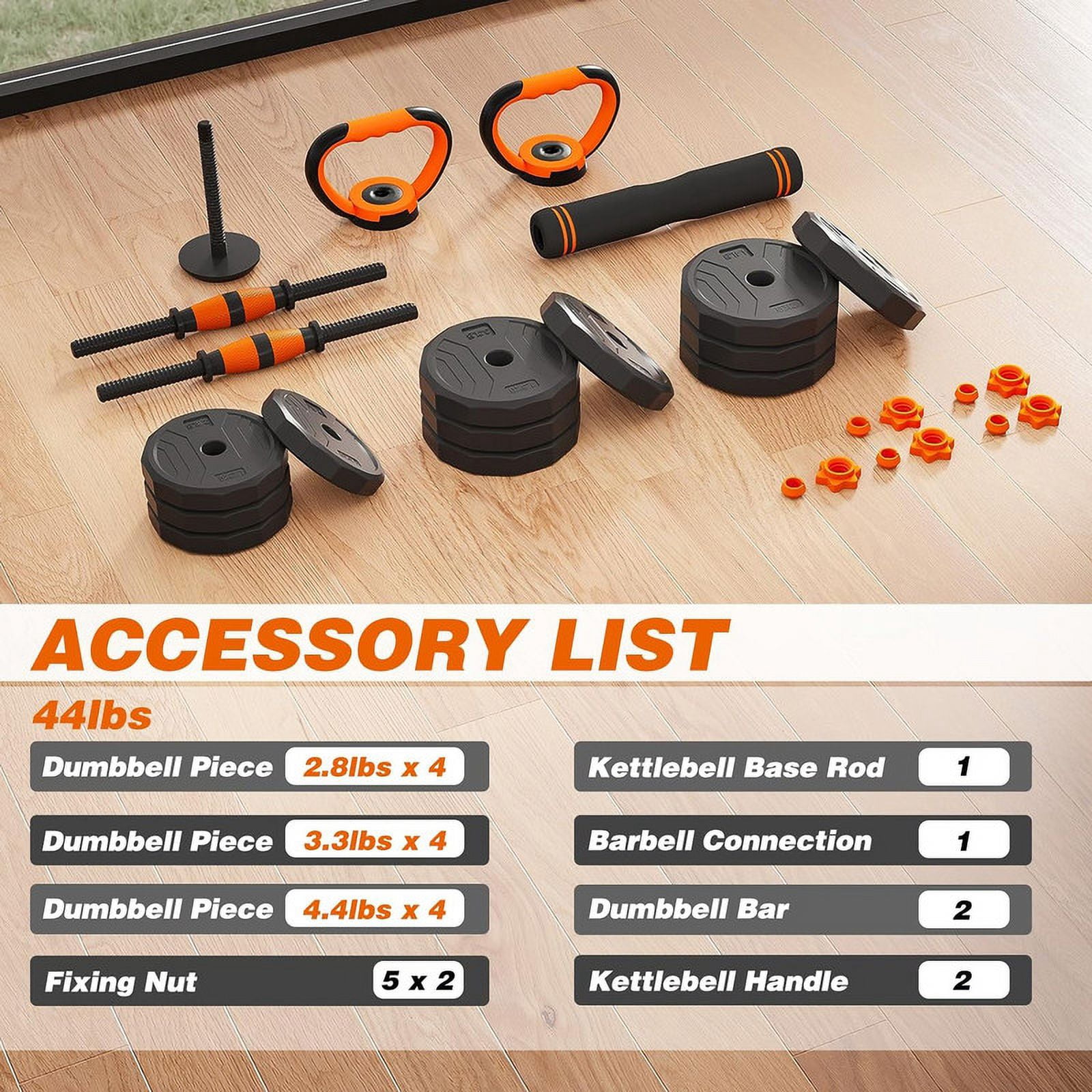 CELLOMOMO 44lb Adjustable Dumbbells set, Free Weights Dumbbells Set with Connector, Use as Barbell, Kettlebells, Push up Stand, Fitness Exercises weight set for Home Gym Suitable Men/Women