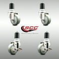 thumbnail image 2 of 3 Inch 316SS Yellow Poly Swivel 1-3/4 Inch Expanding Stem Caster Set 2 Brake SCC, 2 of 2