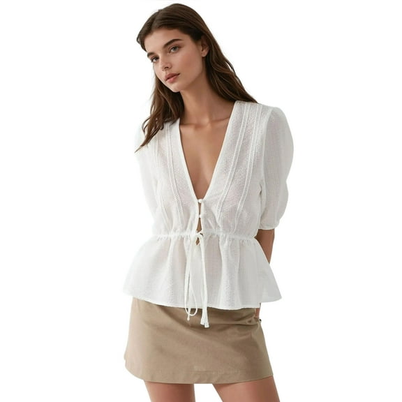 Textured V-Neck Blouse