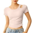 thumbnail image 2 of mfyjkho Tops De Tallas Grandes, Camiseta De Yoga Con Cuello Redondo Y Pliegues Para Mujer, Manga Corta, Sujetador De Uso Libre, Camiseta Deportiva De Fitness Para Mujer Tops Para Mujer M, 2 of 8