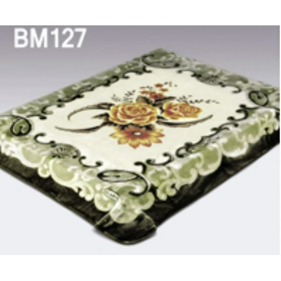 FLOWERS GREEN COLOR SOLARON TECHNOLOGY BLANKET SOFTY AND WARM QUEEN SIZE