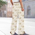 thumbnail image 4 of WTOBBY Women's Floral Print Wide Leg Pants with Deep Pockets, High Waist Drawstring Comfort Trousers for Casual and Outdoor Wear,Complexion L, 4 of 6