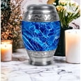 thumbnail image 4 of MUKTIVE Abstract Cremation Urns for Human Ashes Adult Men - Blue Memorial Urn for Ashes for Women - Large Funeral Urns for Adult Male - Burial Combo Urn for Loss of Parents (1 Large, 4 Keepsake), 4 of 7