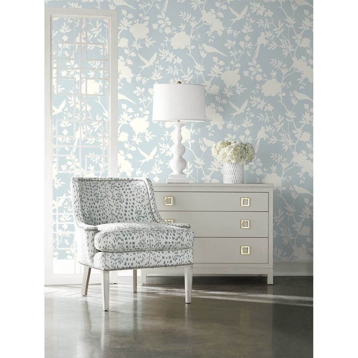 Luxe Haven Mono Toile Peel and Stick Wallpaper Hampton Blue