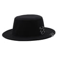 thumbnail image 2 of Fedora Hats for Men Women, Wide Brim Flat top Hats Boater Hat, Pin and Hoop Decor Jazz Cap, 2 of 5