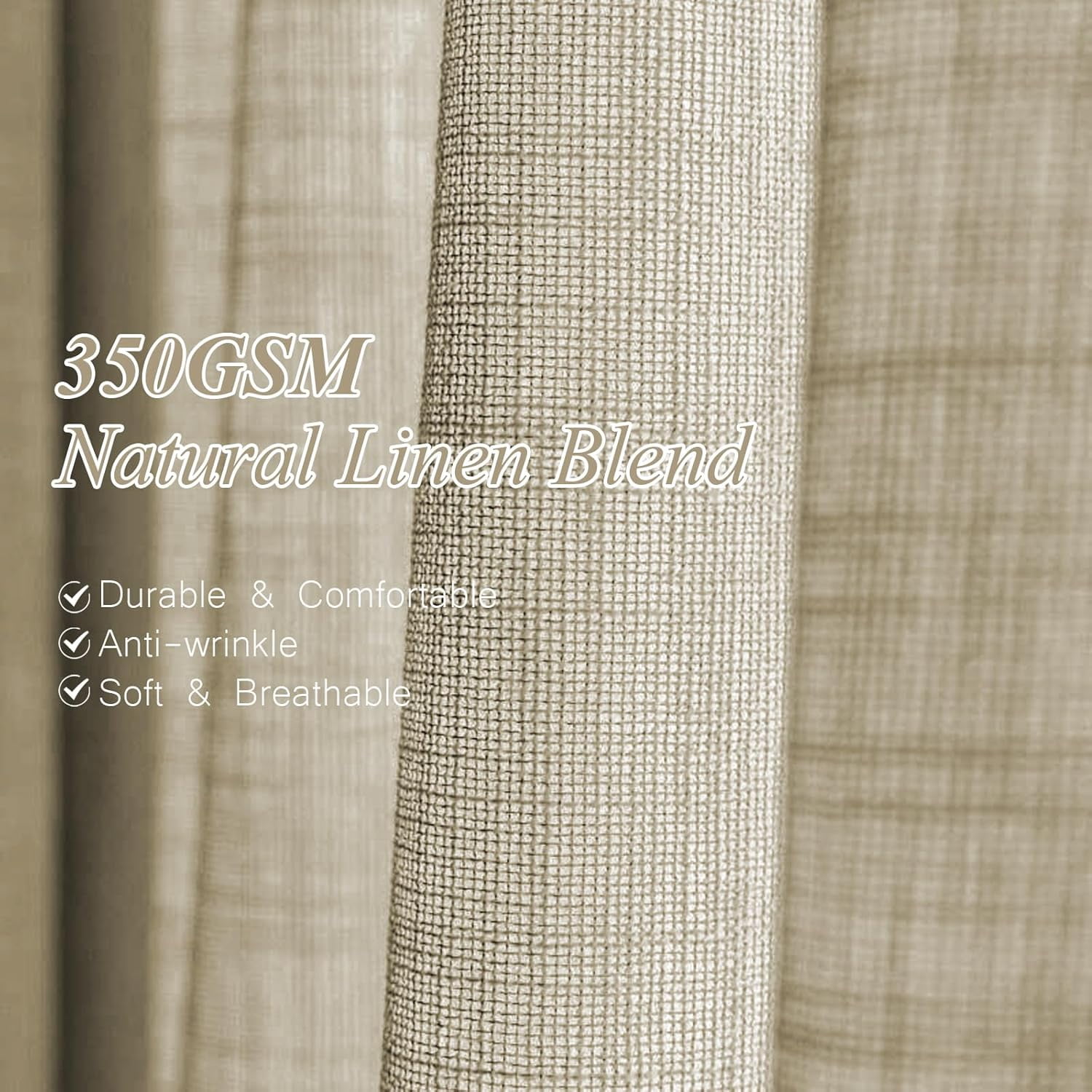 Nalqet 40*96 inch 2 Panels Pinch Pleated Linen Curtains for Home, Blackout Heat Blocking Window Curtains for Bedroom,Living room,Office,Burlywood Birch