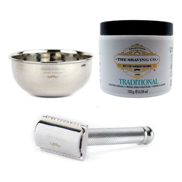 The Shaving Co Kit Crema De Afeitar Menta, Razor Metal, Bowl amarillo 1