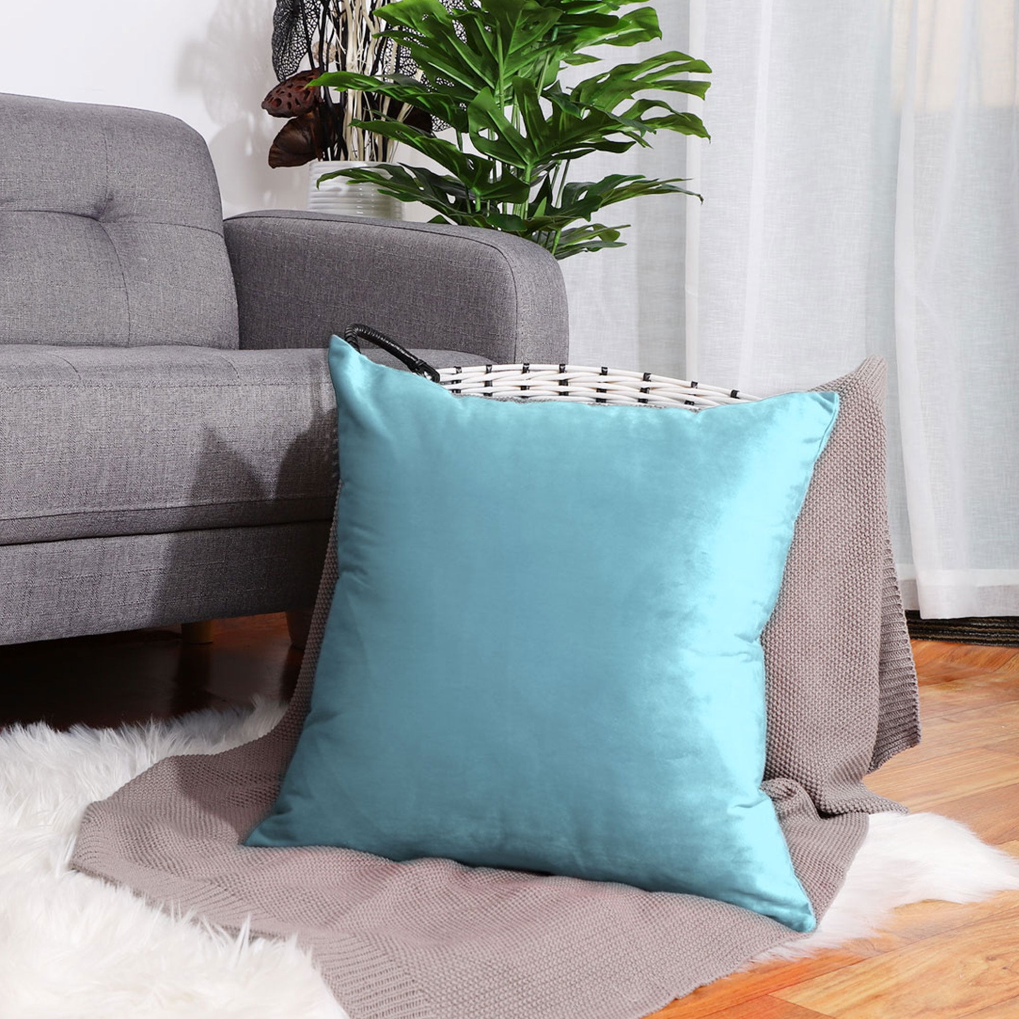 Velvet Square Euro Throw Pillow Cover, Decorative Velvet Fleece Cushion