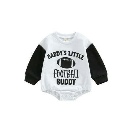 

Canrulo Newborn Baby Boy Girl Football Romper Kids Long Sleeve Rugby Print One Piece Bodysuit Fall Clothes Black A 6-12 Months