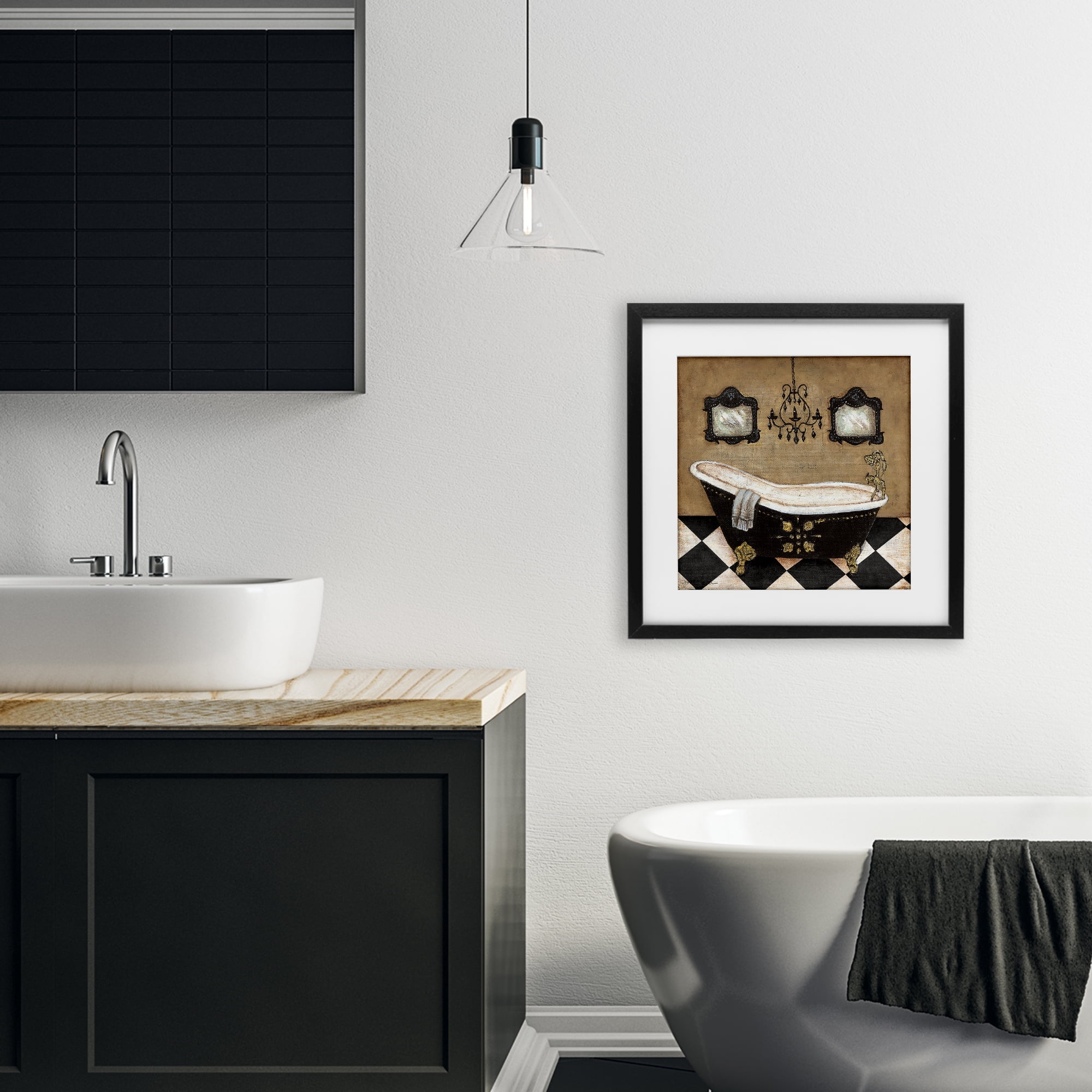 Stupell Industries Elegant Vintage Bathtub Black Framed Print Under Glass, design by Janet Tava