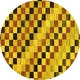 thumbnail image 1 of Ahgly Company Indoor Round Checkered Yellow Modern Area Rugs, 4' Round, 1 of 4
