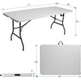 thumbnail image 3 of 6 ft Foldable Plastic Table for Display, Camping, Party, Dining, Barbecue, Picnic with Carrying Handle - White, 3 of 7
