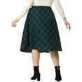 thumbnail image 3 of Agnes Orinda Women's Plus Size A Line Knee Length Flare Plaid Two Piece Skirts 3X Red Dark Blue/Green, 3 of 6