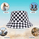 thumbnail image 4 of Sombreros de pescador reversibles para mujer, sombrero de viaje para playa, sombrero para el sol, gorra para exteriores, unisex, vaca, cebra, cuadrícula en blanco y negro, sombrero de, 4 of 5