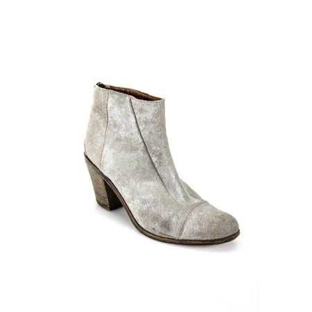 

Pre-owned|Hoss Intropia Womens Back Zip Block Heel Metallic Booties Brown Suede Size 37