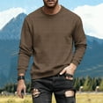 thumbnail image 2 of HAiming Men‘s Hoodless Sweatshirt Crew Neck Long Sleeve Jacquard Texture Casual Solid Color Pullover Tops Shirt, 2 of 4