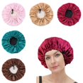 thumbnail image 5 of Women Flat Adjusting Button Adjustable Night Hat Round Headwear Haircare Ceremony Satin Hair Cap PURPLE, 5 of 7