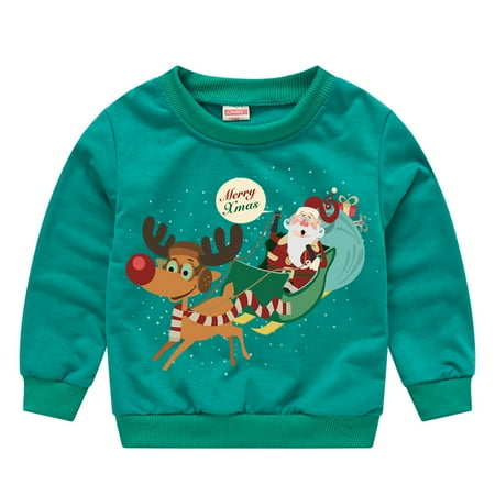 

LYMAYTER 2-7 Y Boys Girls Christmas Sweatshirt for Kids Toddler Cartoon Long Sleeve Sweatsuit Fall Winter Holiday Pullover
