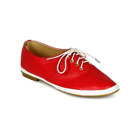 

New Women Nature Breeze Laguna Beach Leatherette Two Tone Lace Up Sneaker Flat