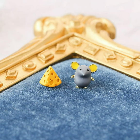 GKNET Fashion Lovely Mouse Cheese Stud Earrings Women Delicate Jewelry Christmas Party Gift New