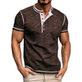 thumbnail image 1 of LUOGENLI Male T-shirts for Mens Male Spring Short Sleeve Solid Color Letter Stripe Stitching Short Sleeve Top T-shirts for Men Graphic Tee Easter Coffee S, 1 of 9