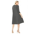 thumbnail image 3 of Women's Loose Fit 3/4 Sleeve Round Neck Jersey Knit A-Line Solid Midi Dress, 3 of 4