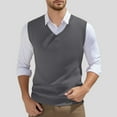 thumbnail image 2 of Men's Knitted Sweater Vest Sleeveless V Neck Lightweight Breathable Comfortable Casual Spring Summer Fashion Top Mens T-Shirts Summer Lightweight Tee Tops, 2 of 6