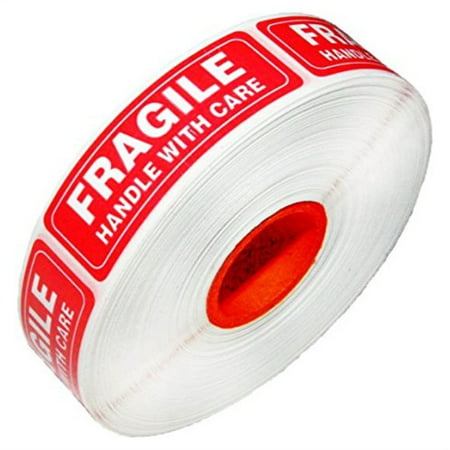 Red Fragile Warning Stickers for Safe Shipping Packing of Goods with Clear Large Font Text and Strong Adhesive Backside | 1 Roll 1000 Liels 1 x 3 (Best Font For Warning Label)
