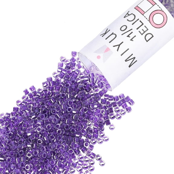 Miyuki Delica Seed Beads – Size 11/0, DB0906, Sprkl Purple-Lined Cryst, 7.2 g, Approx. 1440 Pcs